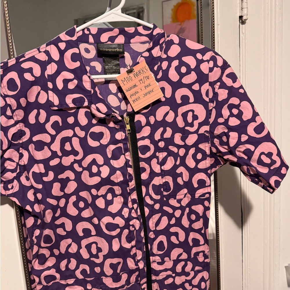 Pink and purple print jumpsuit